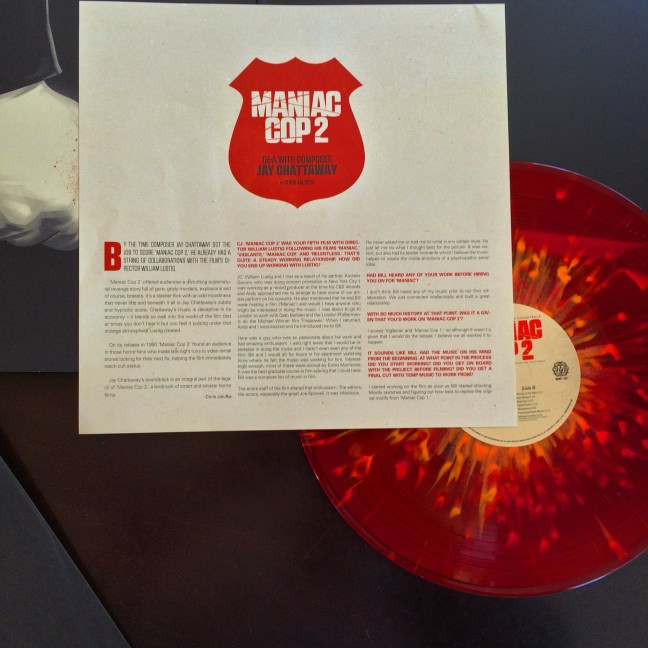 Liner notes insert of 'Maniac Cop 2' LP
